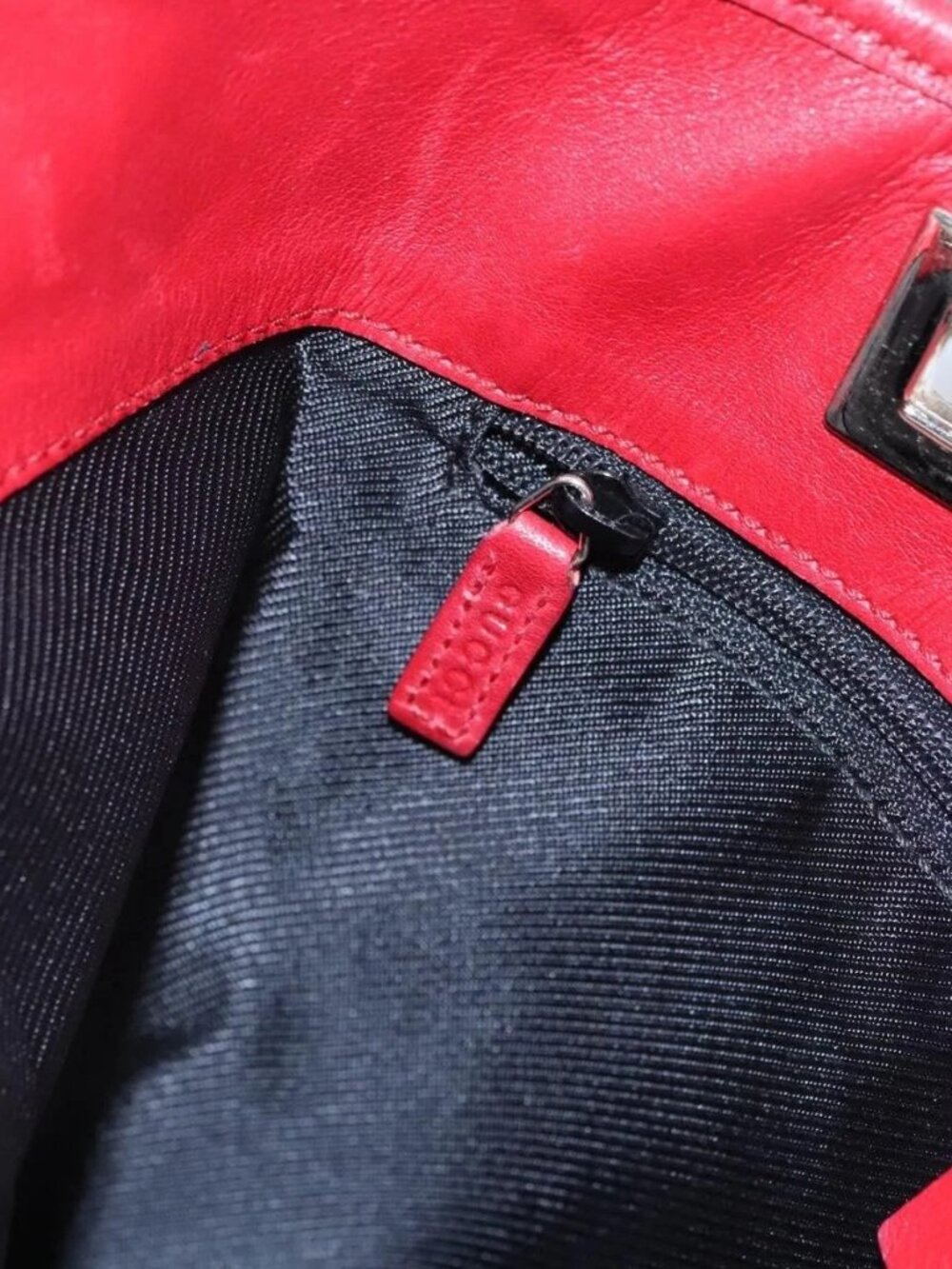 GUCCI GG Canvas Tote Bag Red gold 002 1098 Auth nb221 - Picture 13 of 16